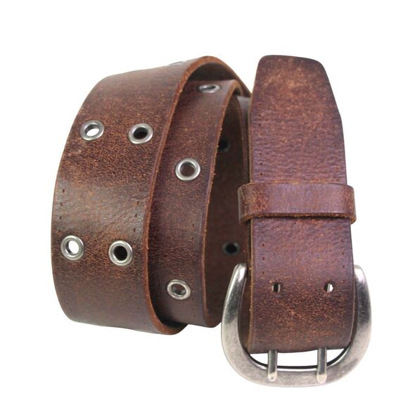 STUDS BROWN GENUINE LEATHER 1 1/2"Wd CASUAL DRESS WOMEN'S BELT Sz M (G3 - Picture 1 of 12